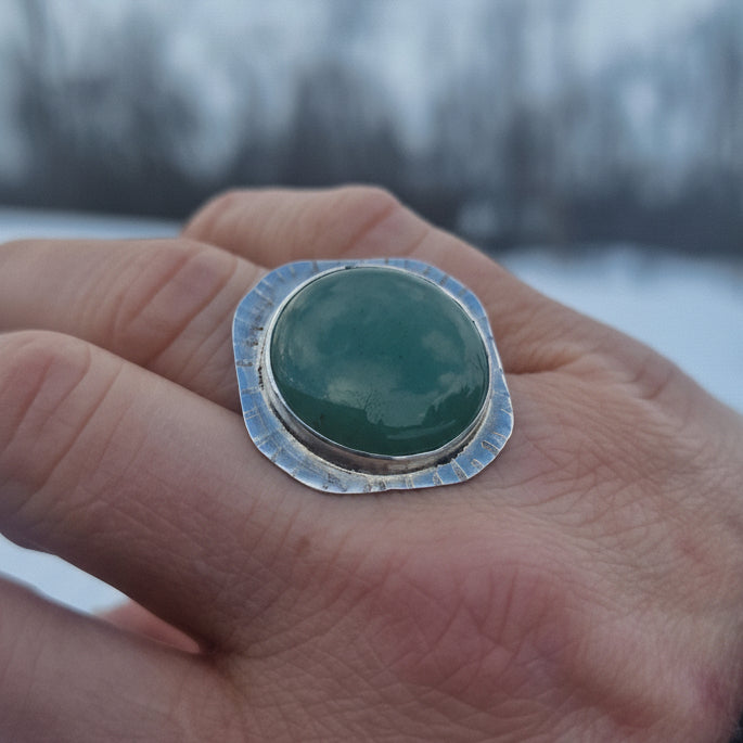 "Lykke" - Sølvring med aventurin