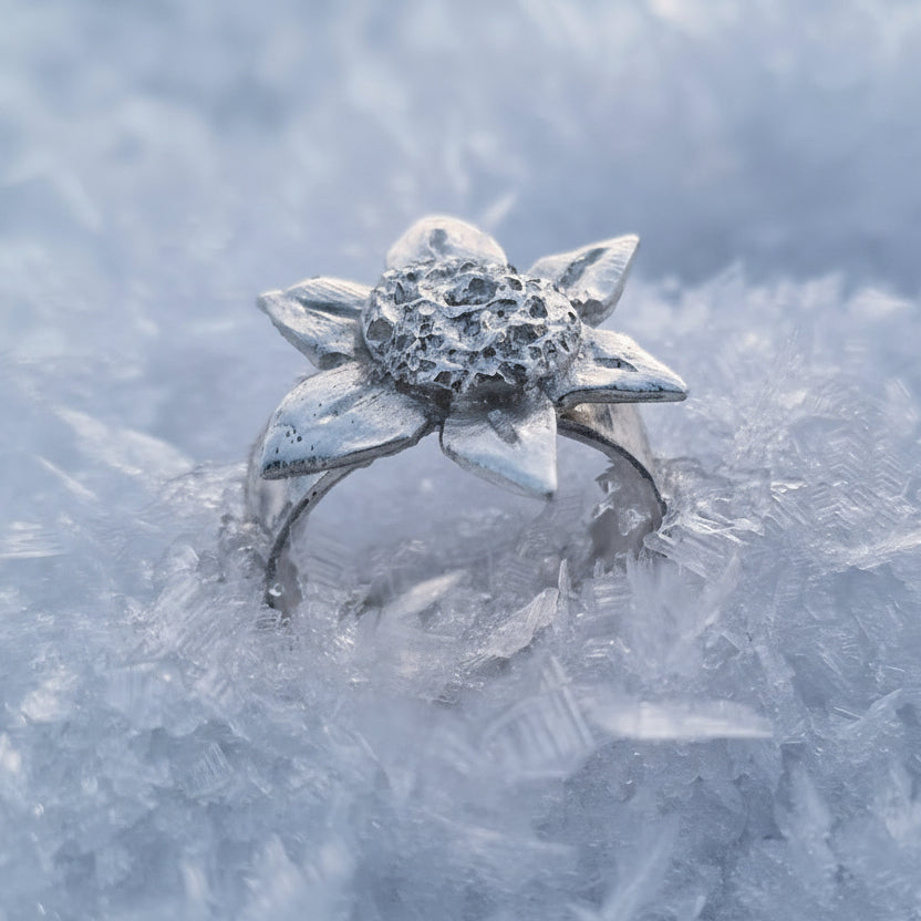 "Solsikke" ring i sølv