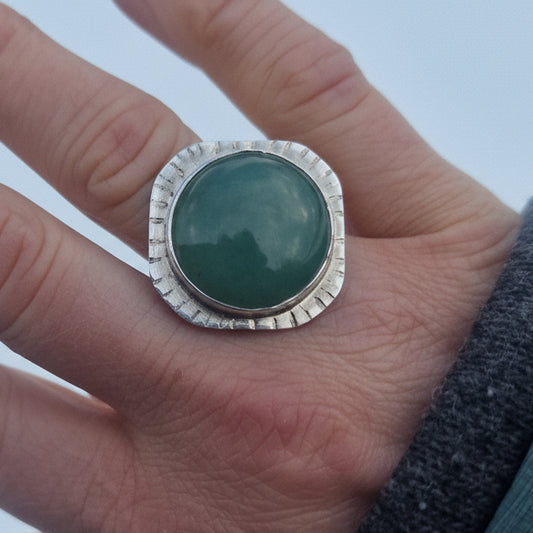 "Lykke" - Sølvring med aventurin