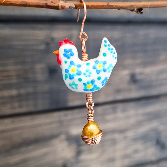 Hippie-høns, blomstermix blå